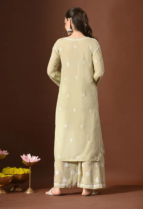 Modal_Hand-Embroidered_Lucknowi_Chikankari_Kurta_Plazo_Set__Brown