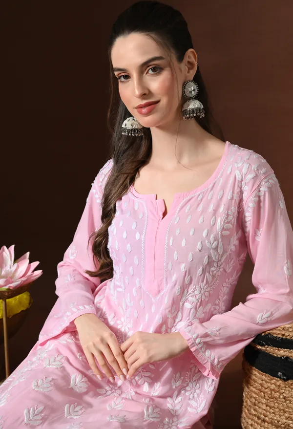 Blush_Pink_Modal_Hand-Embroidered_Chikankari_Kurta_Pant_Set