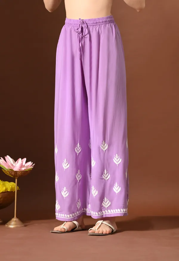 Purple_Modal_Hand-Embroidered_Chikankari_Kurta_Pant_Set