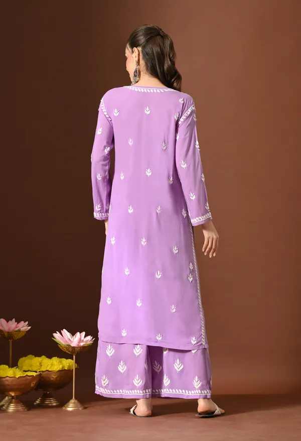 Purple_Modal_Hand-Embroidered_Chikankari_Kurta_Pant_Set