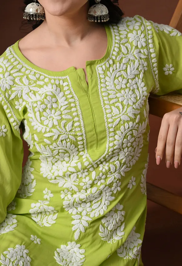 Green_Hand_Embroidered_Chikankari_Modal_Kurta_Plazo_Set_for_Women