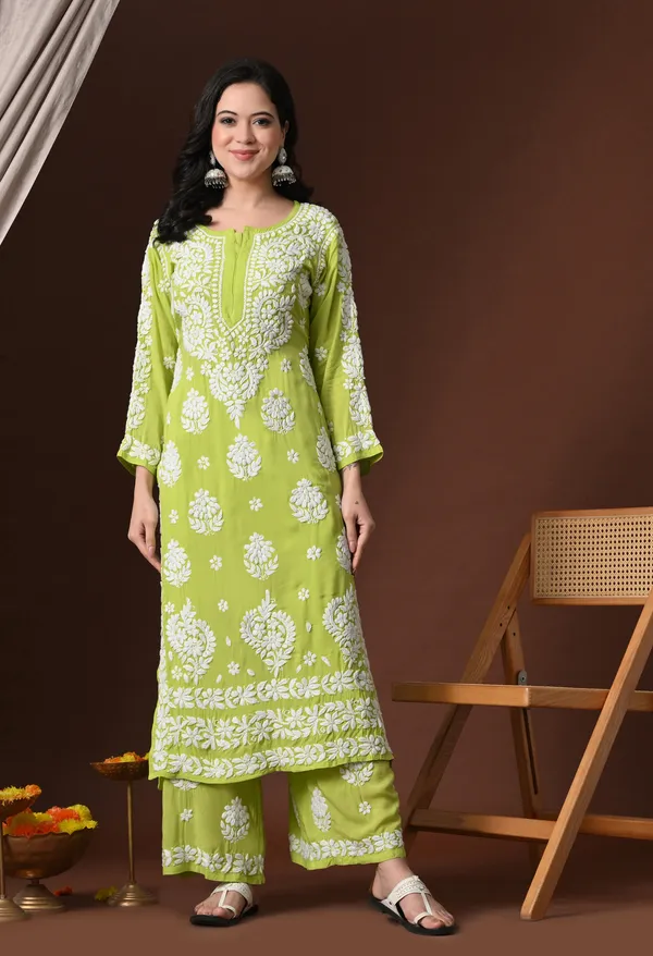 Green_Hand_Embroidered_Chikankari_Modal_Kurta_Plazo_Set_for_Women