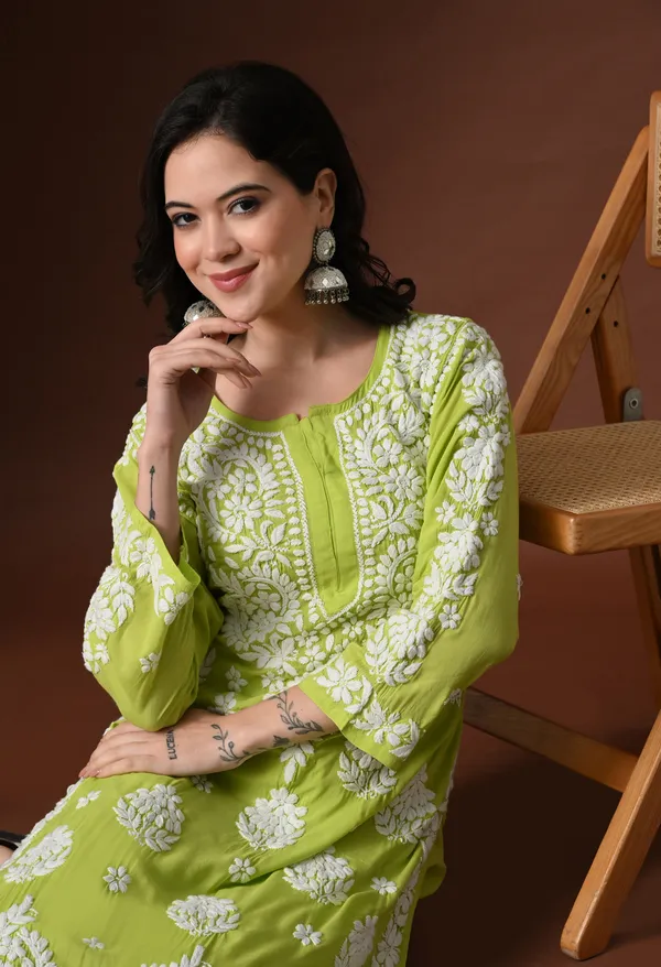 Green_Hand_Embroidered_Chikankari_Modal_Kurta_Plazo_Set_for_Women