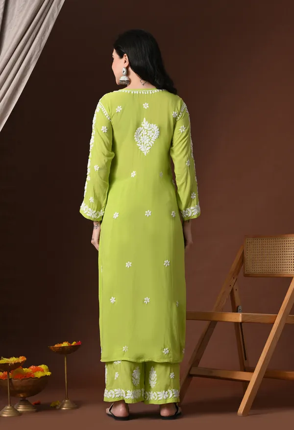 Green_Hand_Embroidered_Chikankari_Modal_Kurta_Plazo_Set_for_Women