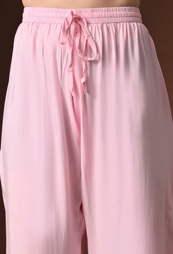 Pink_Multi-Color_Thread_Hand_Embroidered_Chikankari_Modal_Kurta_Pant_Set_for_Women