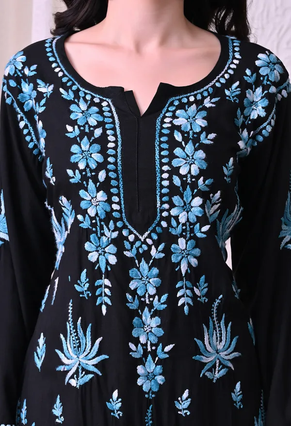 Syrish_"Noor-e-Neel"_Chikankari_Kurta_Set__Blue