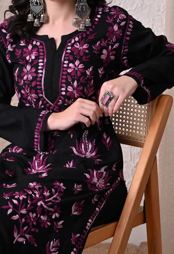 Syrish_"Noor-e-Neel"_Chikankari_Kurta_Set__Purple