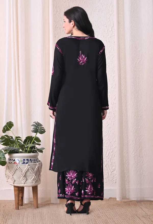 Syrish_"Noor-e-Neel"_Chikankari_Kurta_Set__Purple