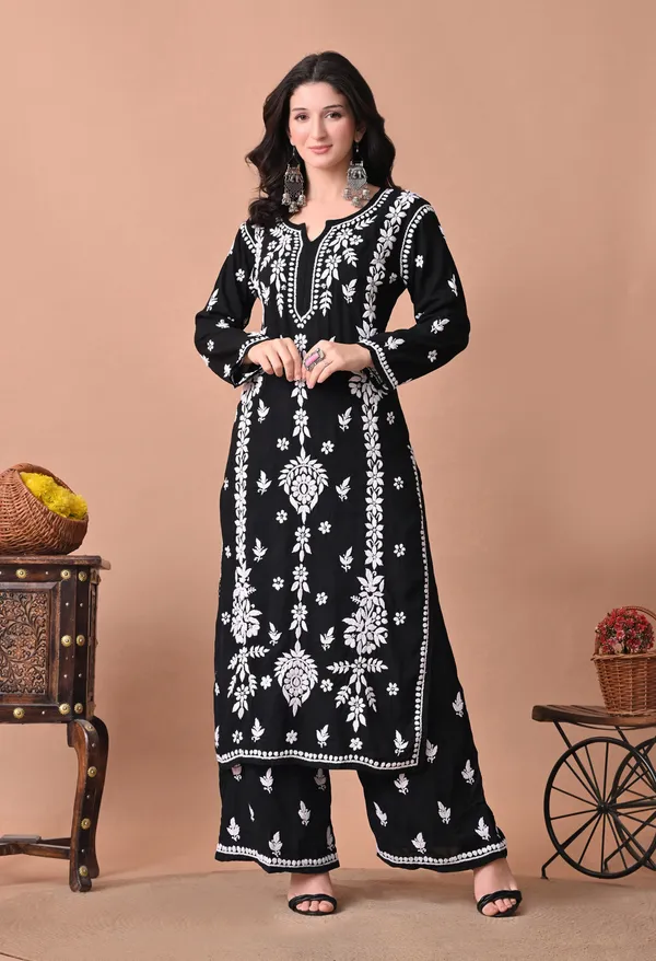 Syrish_Zareen_Black_Modal_Chikankari_Kurta_Set