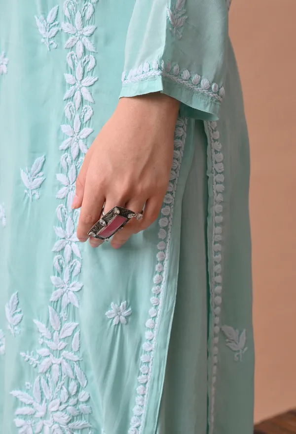 Syrish_Zareen_Green_Modal_Chikankari_Kurta_Set