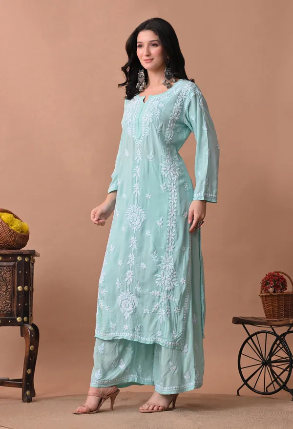 Syrish_Zareen_Green_Modal_Chikankari_Kurta_Set