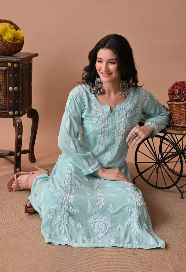 Syrish_Zareen_Green_Modal_Chikankari_Kurta_Set