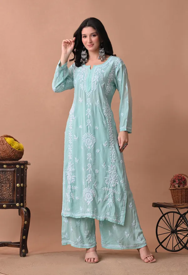 Syrish_Zareen_Green_Modal_Chikankari_Kurta_Set
