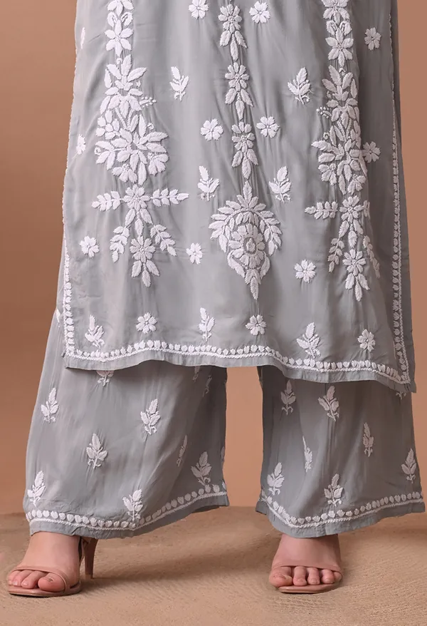 Syrish_Zareen_Grey_Modal_Chikankari_Kurta_Set
