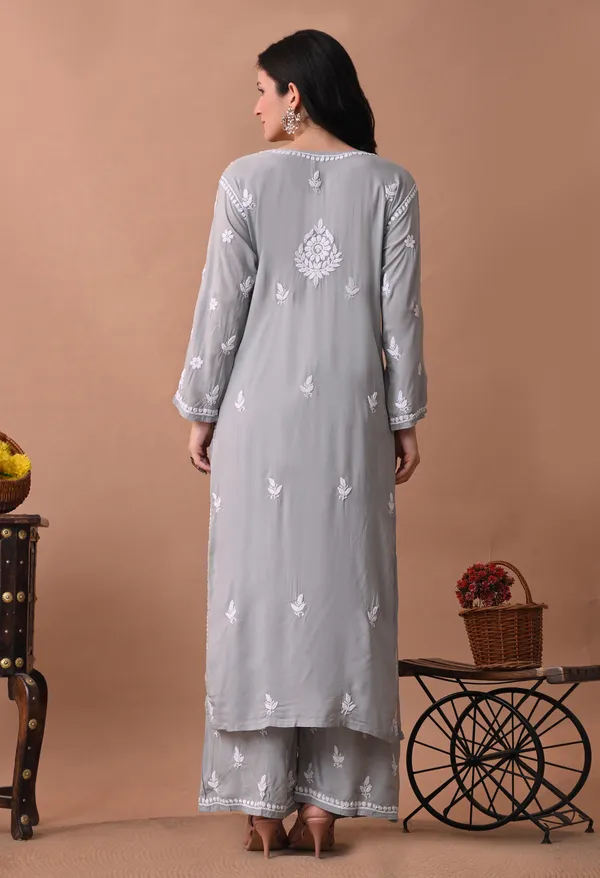 Syrish_Zareen_Grey_Modal_Chikankari_Kurta_Set