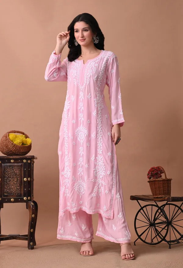 Syrish_Zareen_Pink_Modal_Chikankari_Kurta_Set