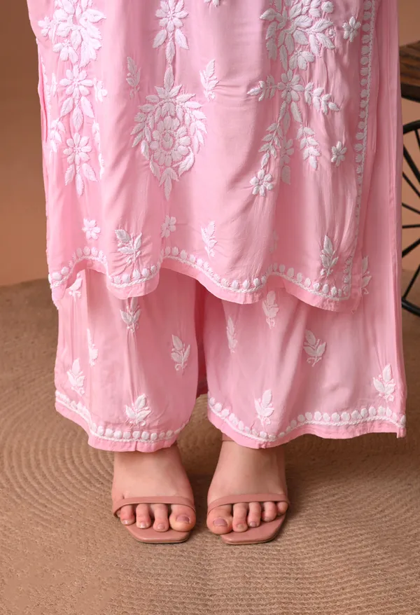 Syrish_Zareen_Pink_Modal_Chikankari_Kurta_Set