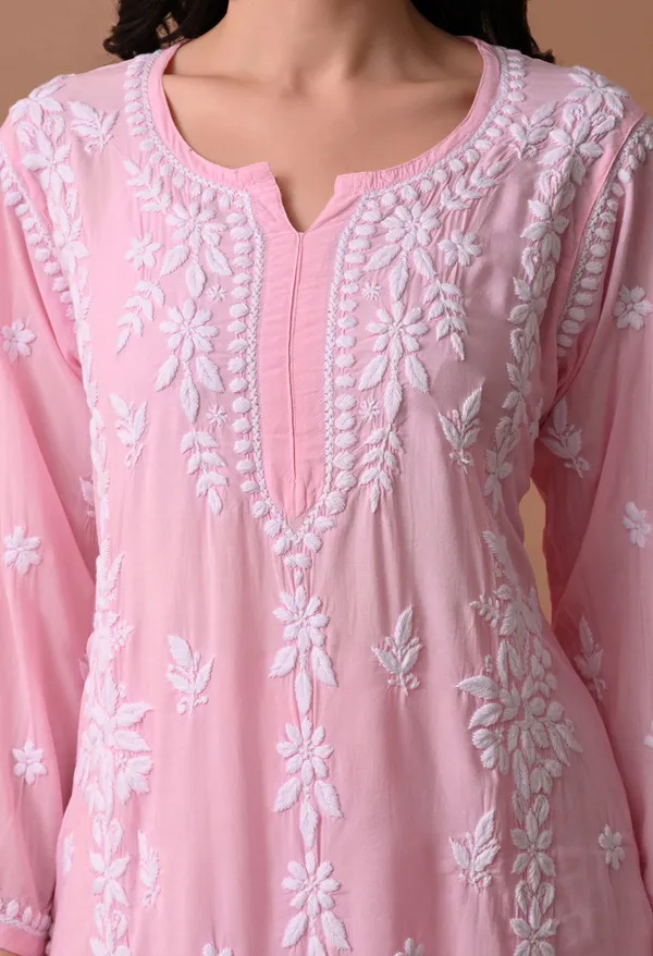 Syrish_Zareen_Pink_Modal_Chikankari_Kurta_Set