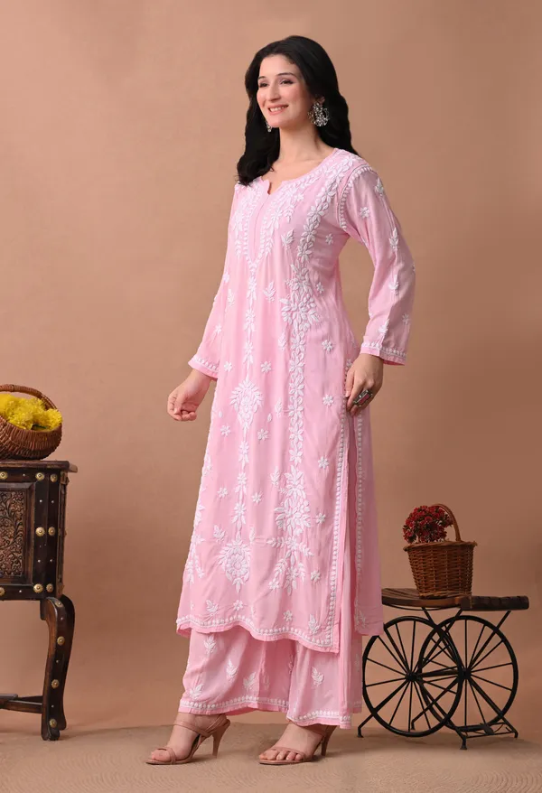 Syrish_Zareen_Pink_Modal_Chikankari_Kurta_Set