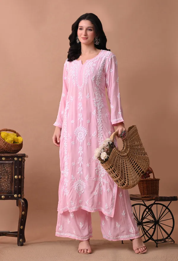 Syrish_Zareen_Pink_Modal_Chikankari_Kurta_Set