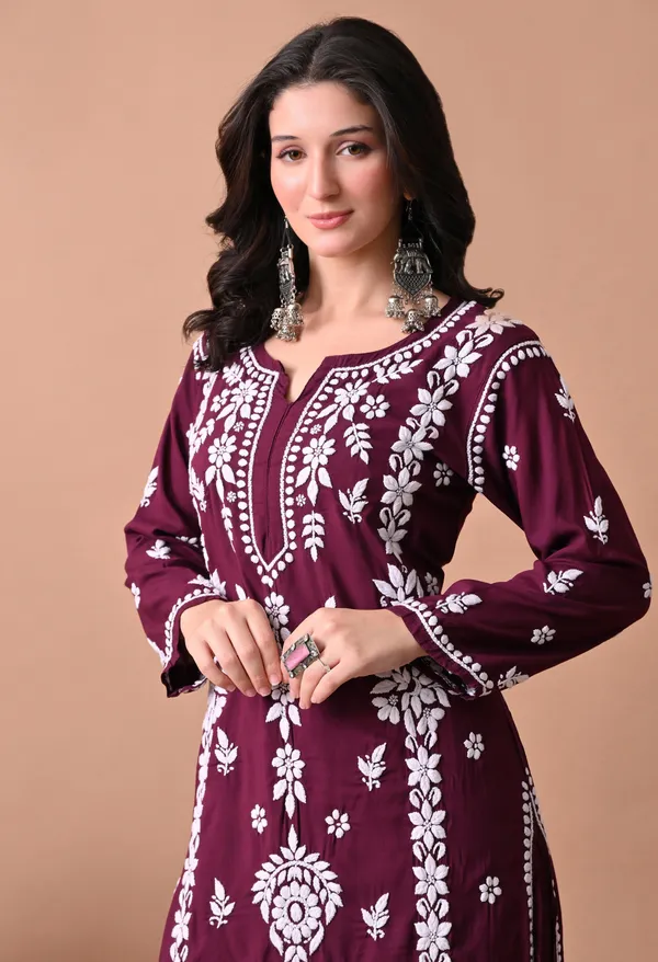 Syrish_Zareen_Wine_Modal_Chikankari_Kurta_Set