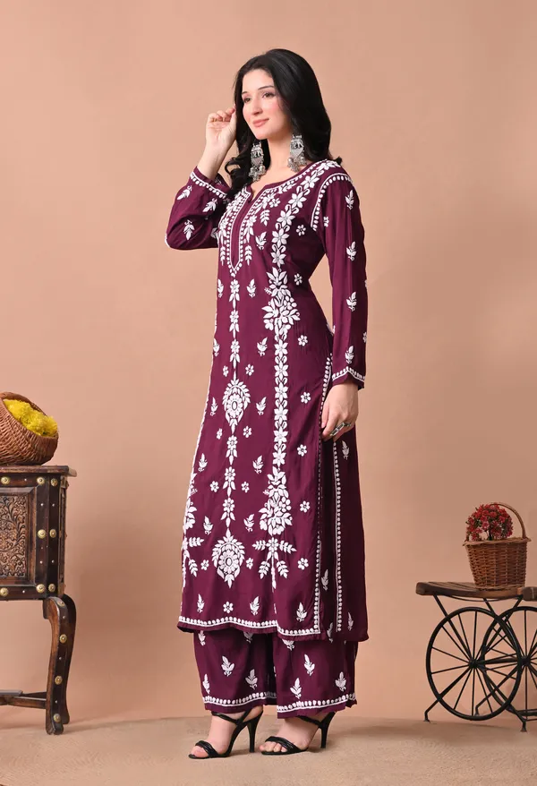 Syrish_Zareen_Wine_Modal_Chikankari_Kurta_Set