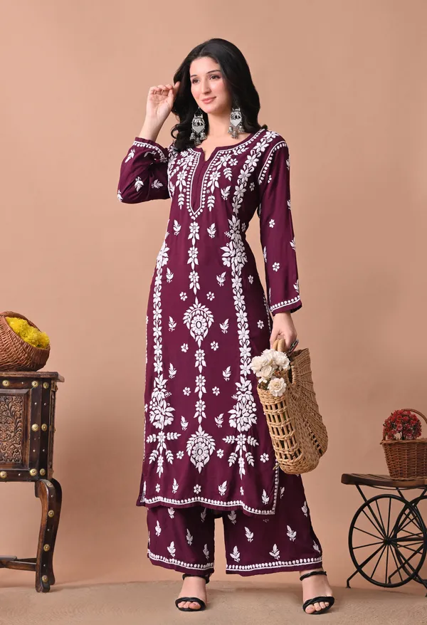 Syrish_Zareen_Wine_Modal_Chikankari_Kurta_Set