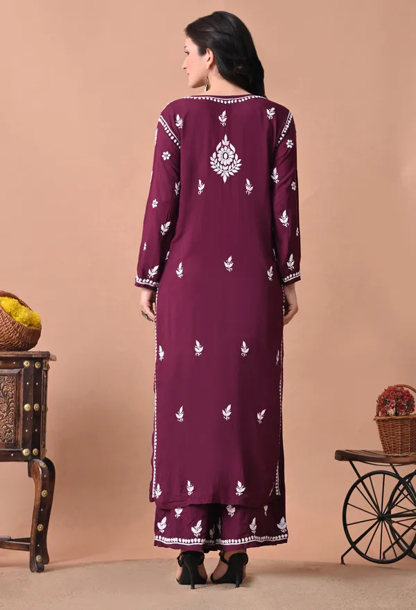 Syrish_Zareen_Wine_Modal_Chikankari_Kurta_Set