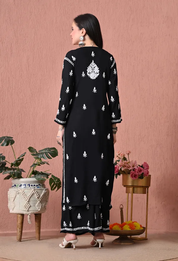 Syrish_Black_Hand_Embroidered_Chikankari_Modal_Kurta_Set