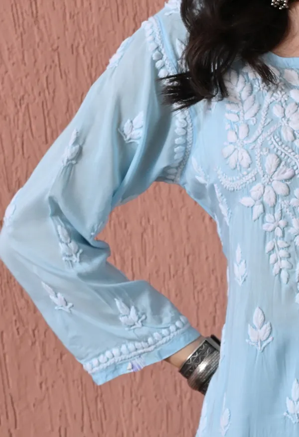 Syrish_Sky_Blue_Hand_Embroidered_Chikankari_Modal_Kurta_Set
