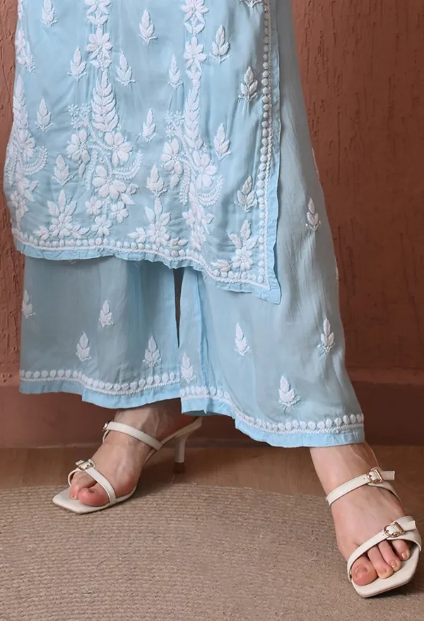 Syrish_Sky_Blue_Hand_Embroidered_Chikankari_Modal_Kurta_Set