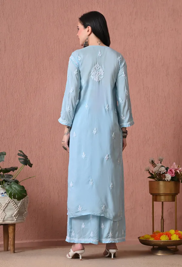 Syrish_Sky_Blue_Hand_Embroidered_Chikankari_Modal_Kurta_Set