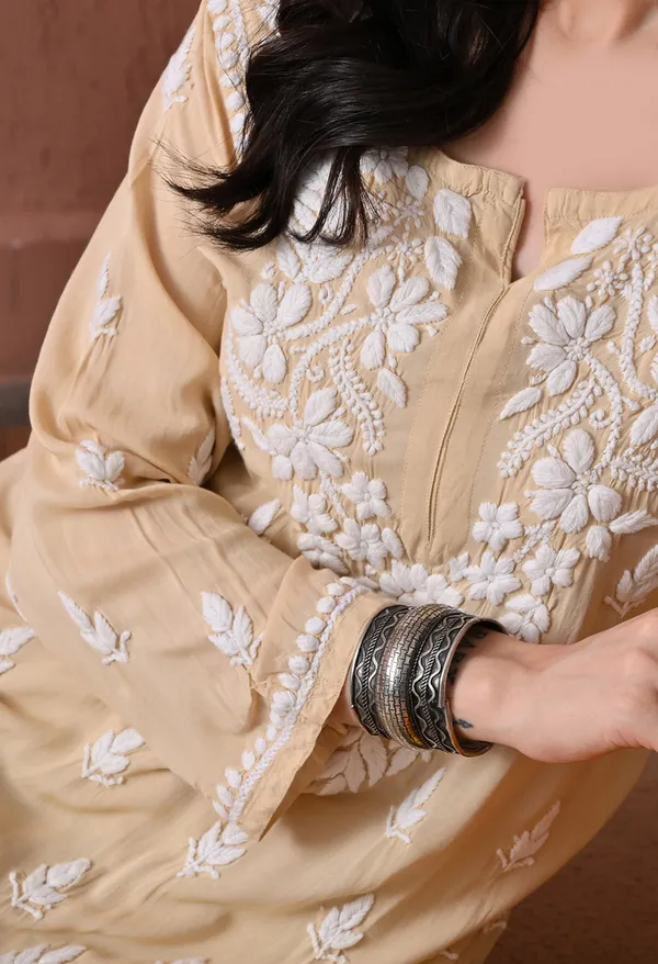 Syrish_Brown_Hand_Embroidered_Chikankari_Modal_Kurta_Set