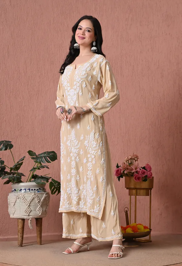 Syrish_Brown_Hand_Embroidered_Chikankari_Modal_Kurta_Set
