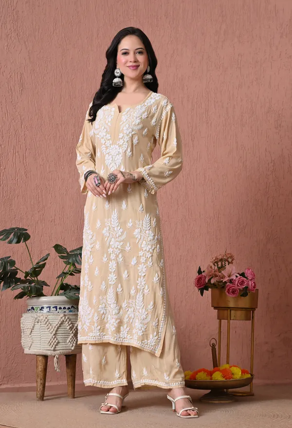 Syrish_Brown_Hand_Embroidered_Chikankari_Modal_Kurta_Set