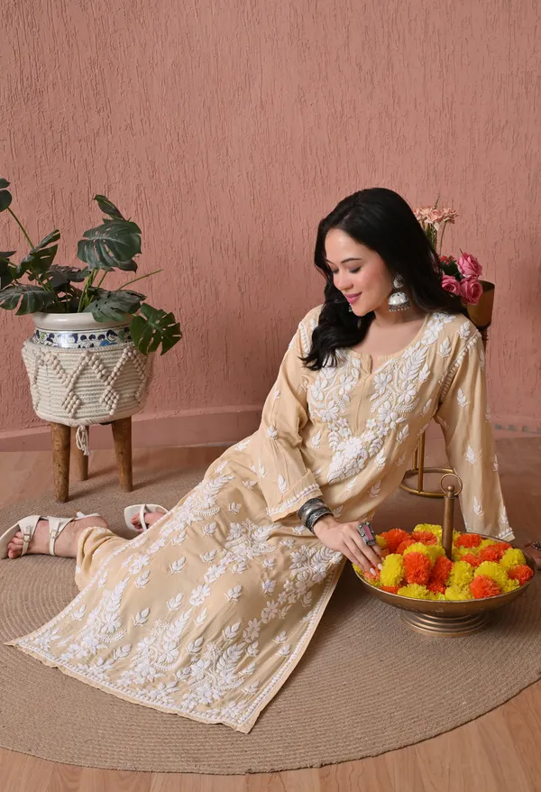 Syrish_Brown_Hand_Embroidered_Chikankari_Modal_Kurta_Set