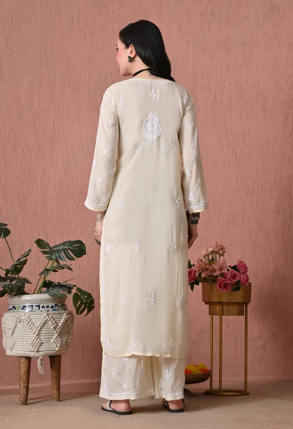 Syrish_Lemon_Yellow_Hand_Embroidered_Chikankari_Modal_Kurta_Set