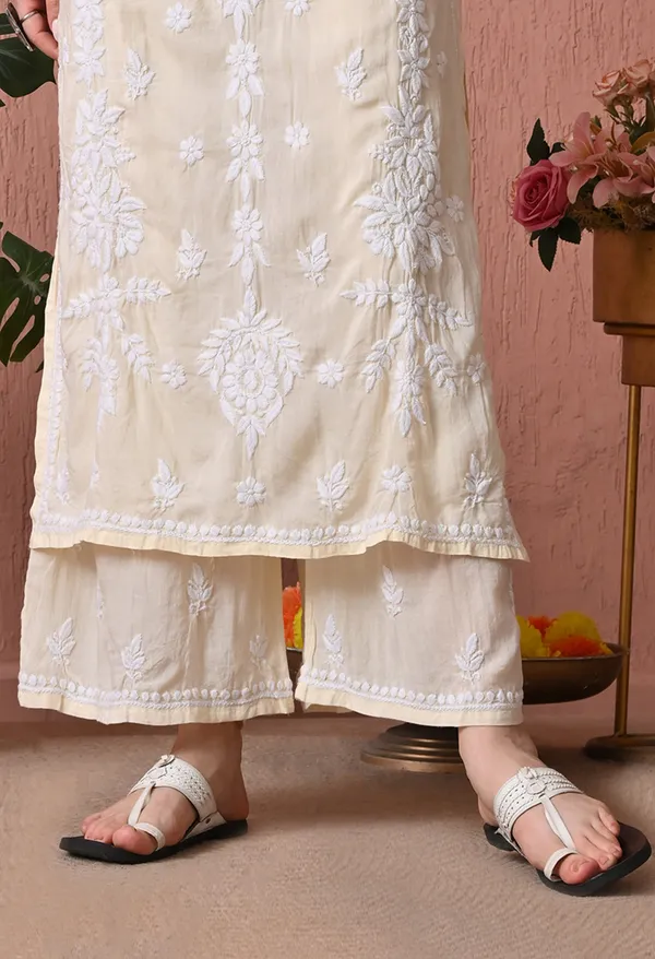 Syrish_Lemon_Yellow_Hand_Embroidered_Chikankari_Modal_Kurta_Set