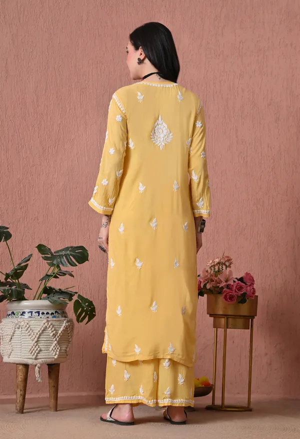 Syrish_Yellow_Hand_Embroidered_Chikankari_Modal_Kurta_Set