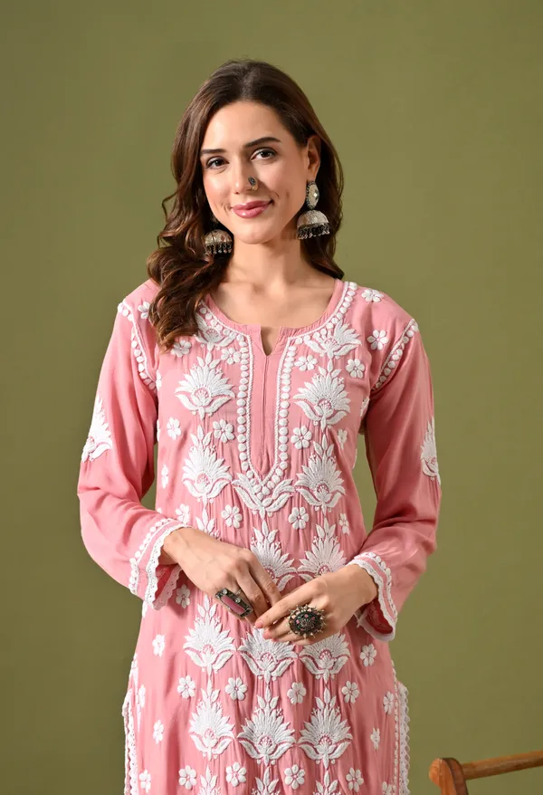 Syrish_Women's_Blush_Pink_Hand_Embroidered_Lucknow_Chikankari_Modal_Kurta_Palazzo_Set