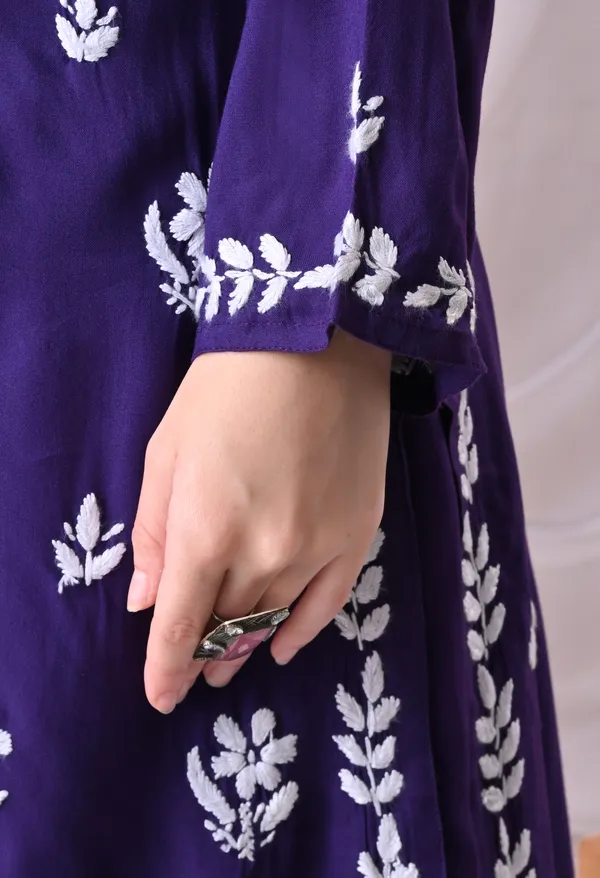 Syrish_Lucknowi_Chikankari_Rayon_Kurta_Palazzo_Set_with_Floral_Embroidery_Purple