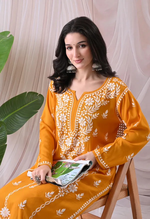 Syrish_Lucknowi_Chikankari_Rayon_Kurta_Palazzo_Set_with_Floral_Embroidery_Yellow