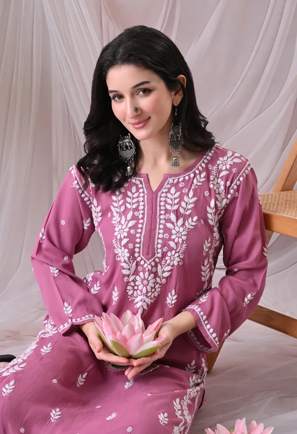 Syrish_Lucknowi_Chikankari_Rayon_Kurta_Palazzo_Set_with_Floral_Embroidery_Onion_Pink
