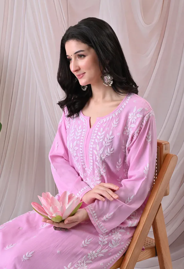 Syrish_Lucknowi_Chikankari_Rayon_Kurta_Palazzo_Set_with_Floral_Embroidery_Pink