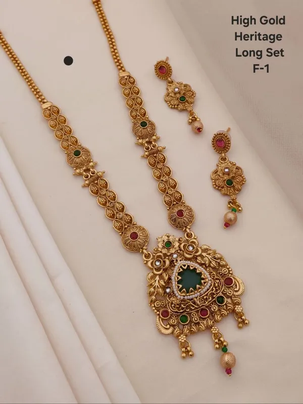 Gold_Brass_&_Copper_Long_Necklace_Set_For_Women