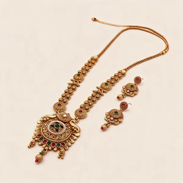 Gold_Brass_Copper_Layered_Long_Necklace_Set_For_Women
