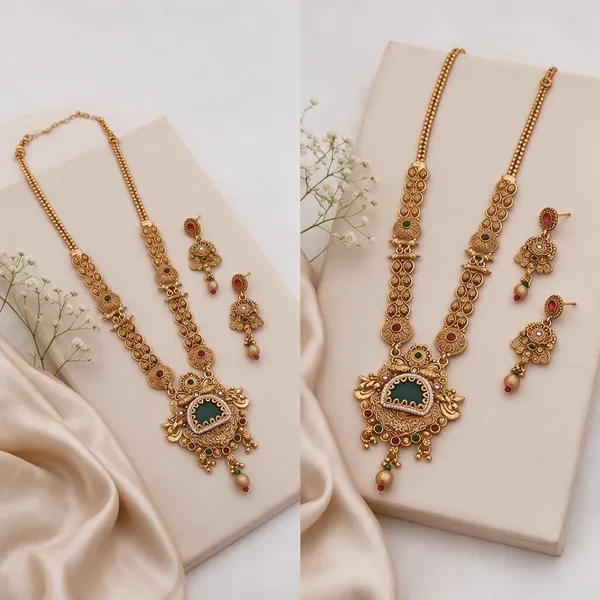 Gold_Brass_&_Copper_Long_Necklace_Set_For_Women