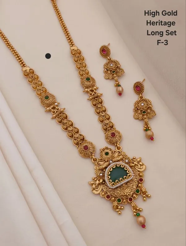 Gold_Brass_&_Copper_Long_Necklace_Set_For_Women