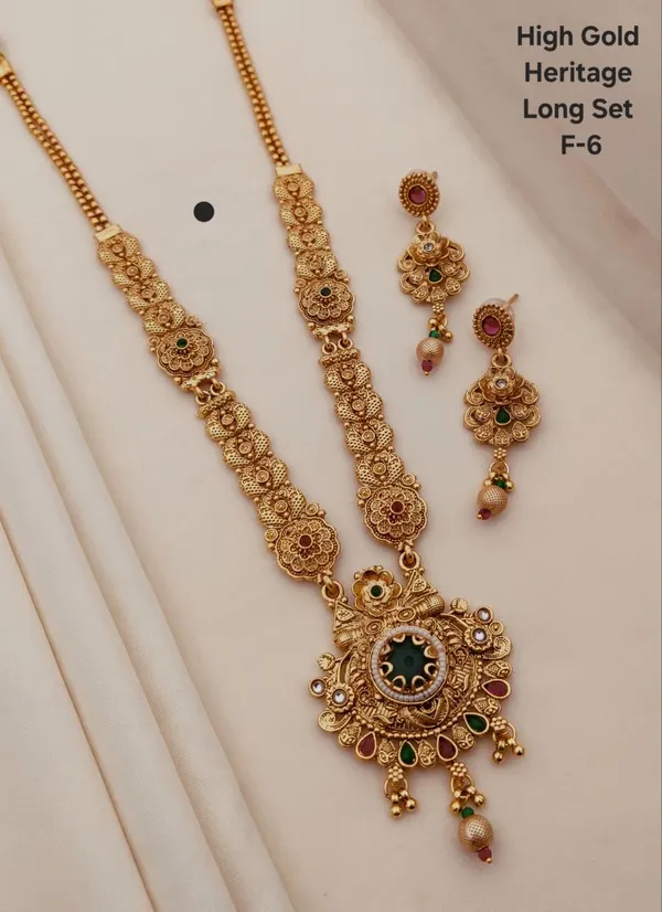 Gold_Brass_&_Copper_Long_Necklace_Set_For_Women