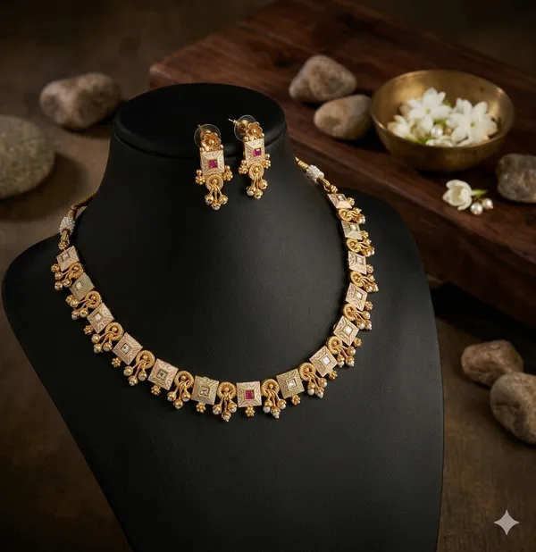 Gold_Brass_Copper_Imitation_Necklace_Set_For_Women